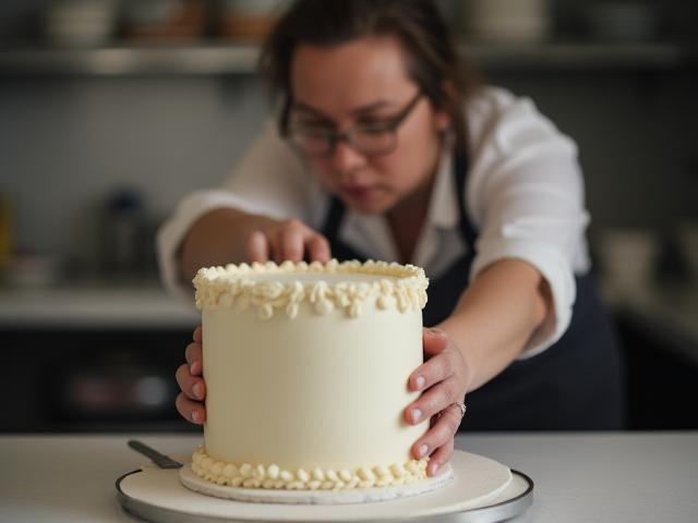 Chef pâtissier décorant un gâteau personnalisé