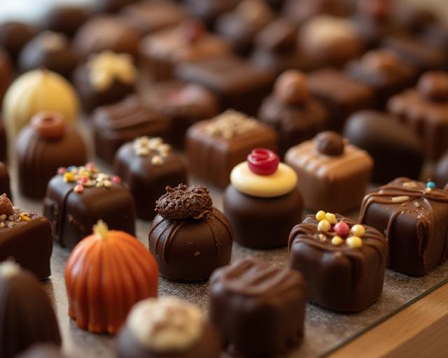 Présentation de chocolats artisanaux
